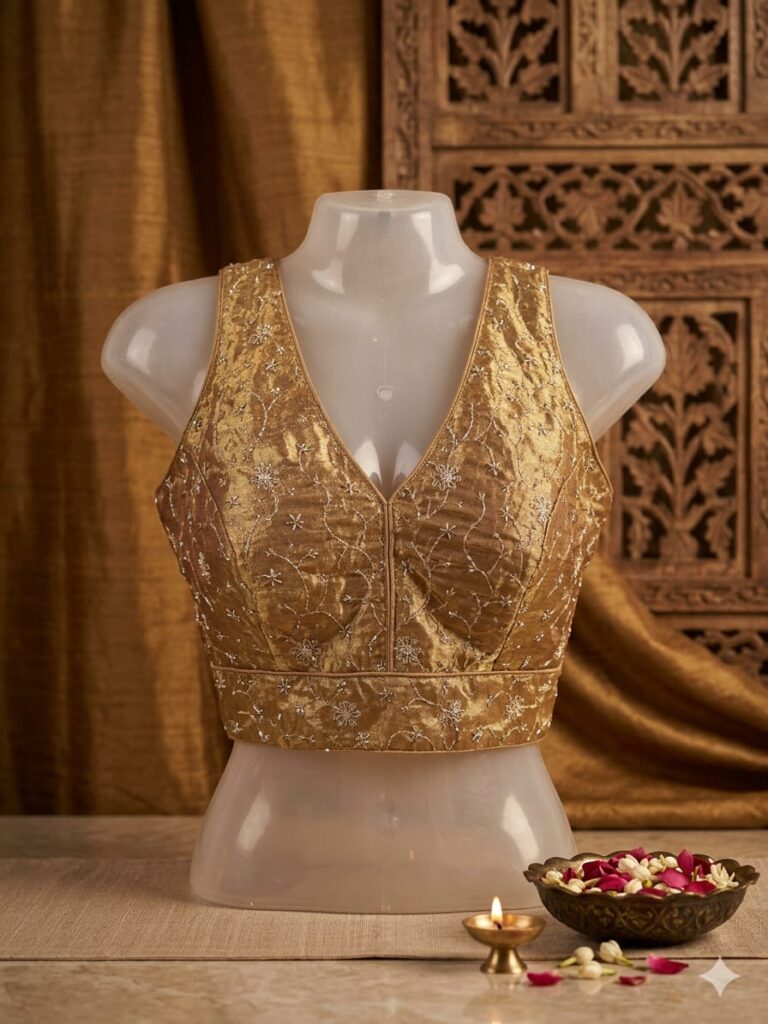 Golden Embroidered Designer Blouse