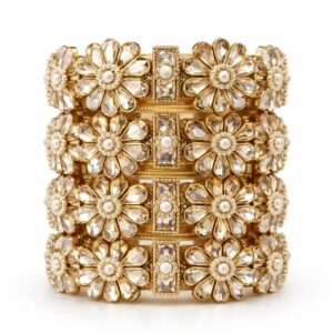 Floral Design Stone Bangle