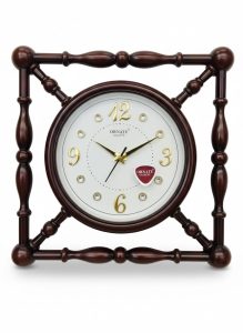 Ornate Wooden-Style Square Frame Clock